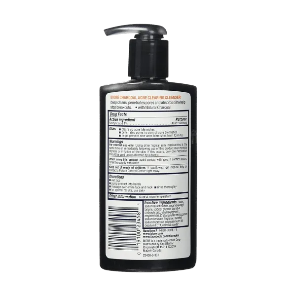 Biore Charcoal Acne Clearing Cleanser 200ml