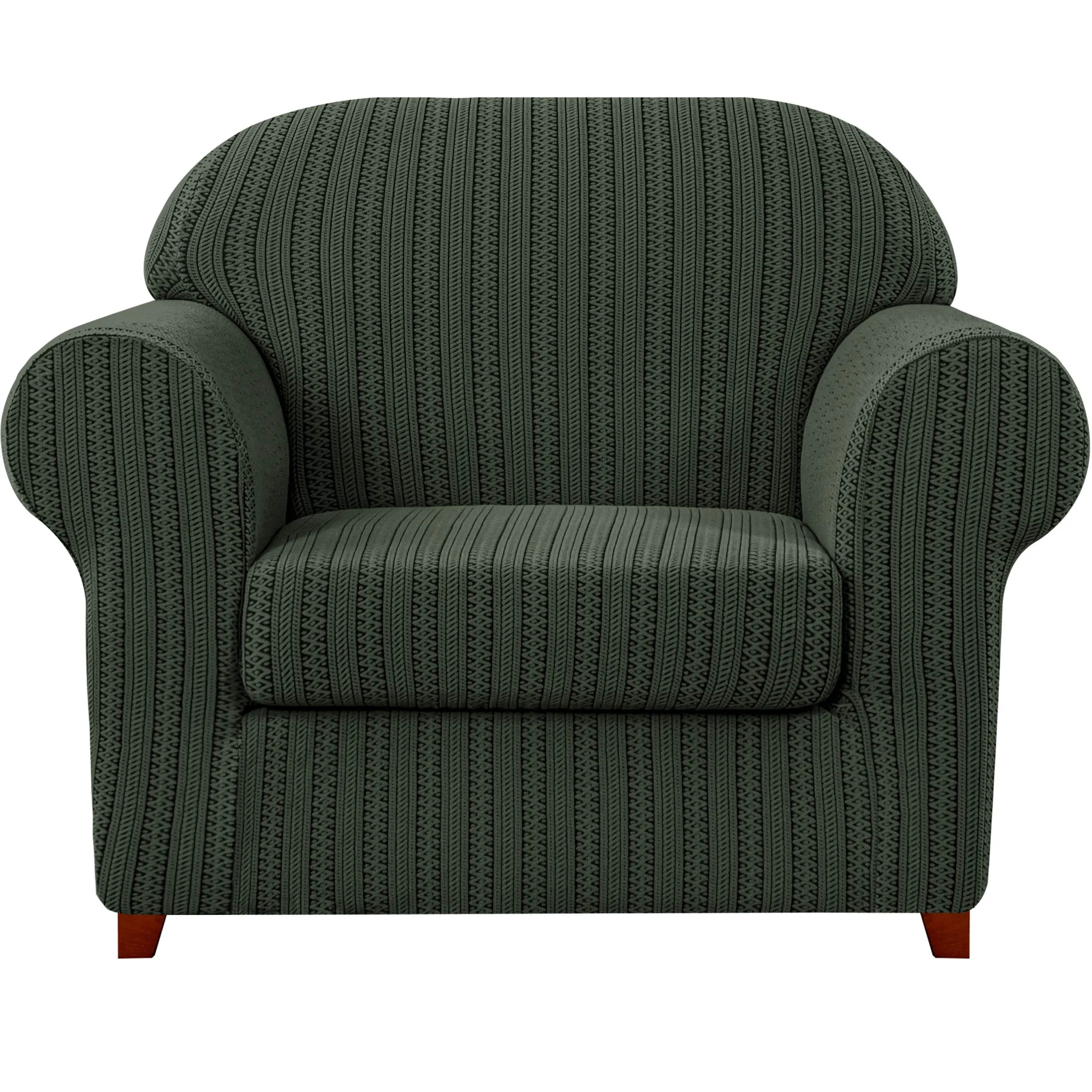 Knit and Stripes Stretch Armchair Cover