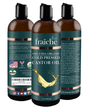 Organic Cold Pressed Castor Oil for Hair, Skin & Nails (16 oz)