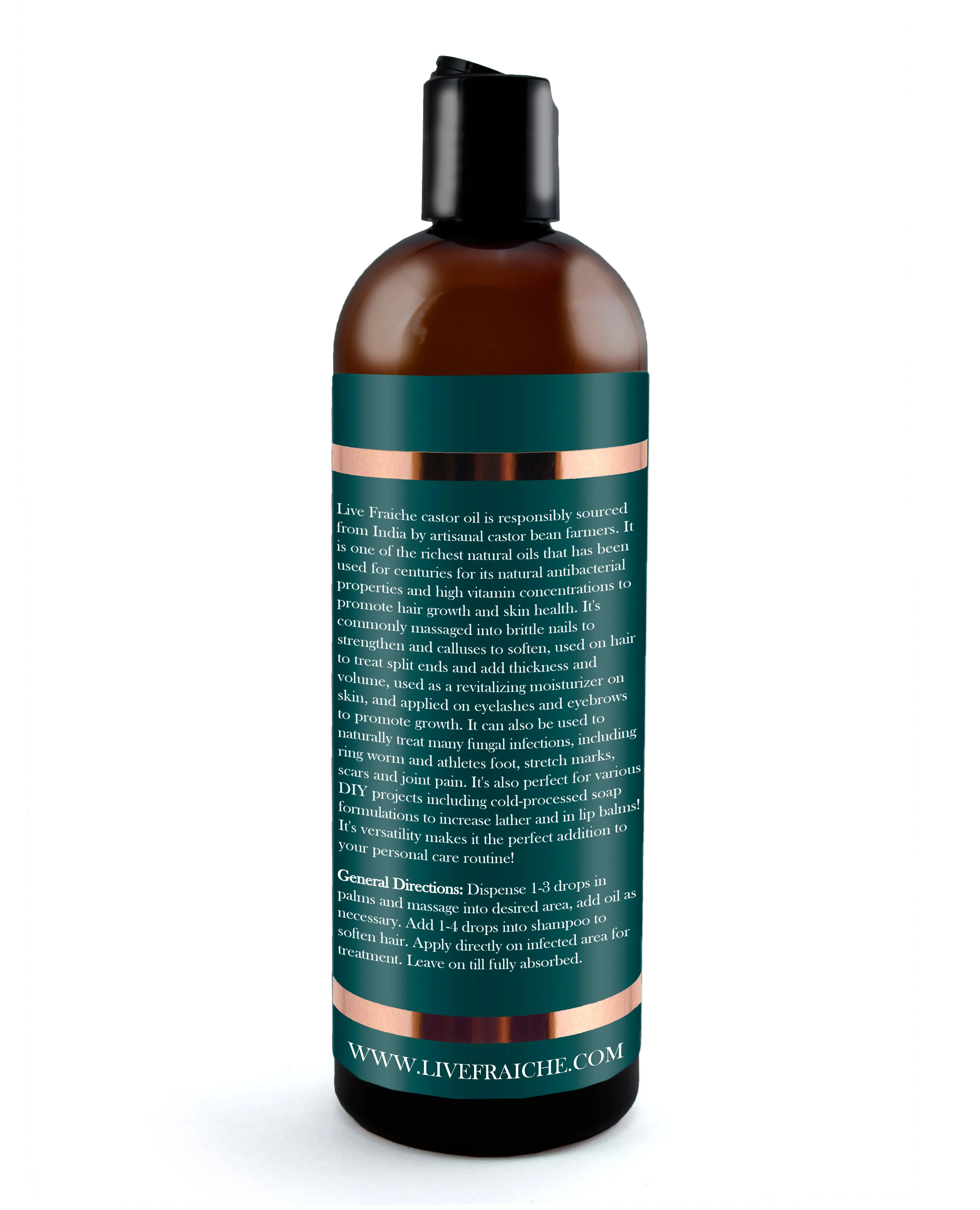 Organic Cold Pressed Castor Oil for Hair, Skin & Nails (16 oz)