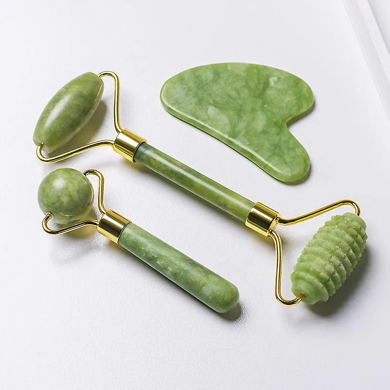 Ridged Roller Only Facial Massage Roller Guasha Board Kit Double Heads Jade Stone Face Lift Skin Relaxation Slimming BeAUty Tool Fa0001