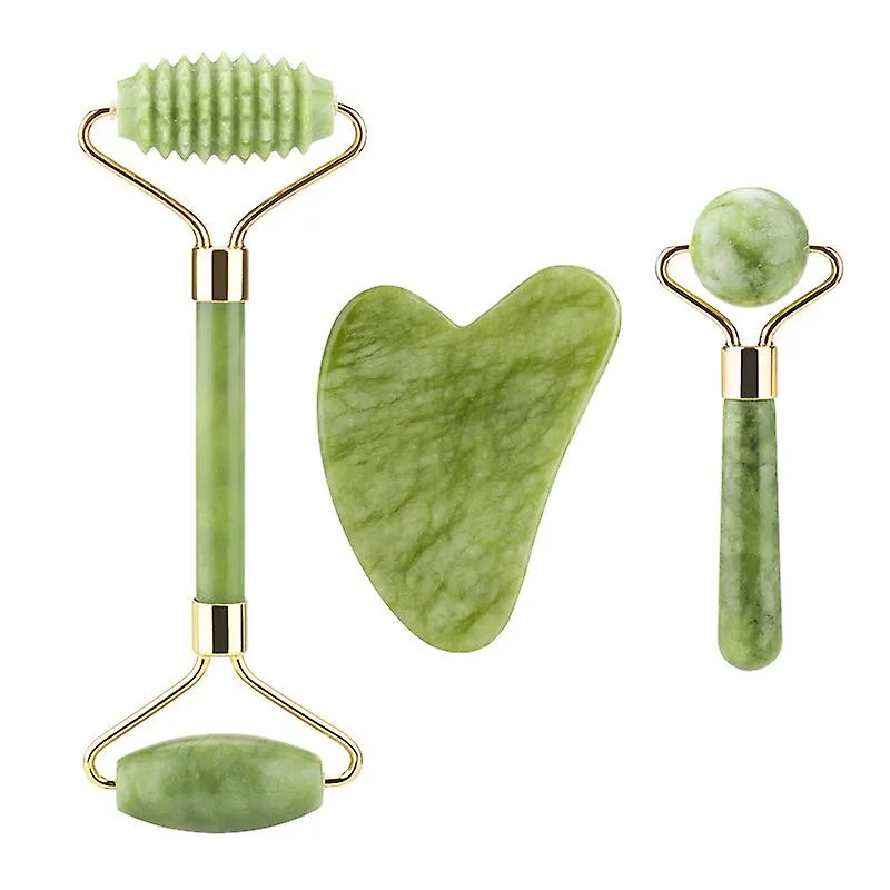 Ridged Roller Only Facial Massage Roller Guasha Board Kit Double Heads Jade Stone Face Lift Skin Relaxation Slimming BeAUty Tool Fa0001